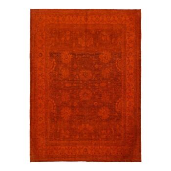 Hand-knotted persian antique 1970s 274 cm x 372 cm orange wool carpet