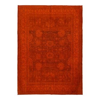 Antique persan noué à la main années 1970 274 cm x 372 cm tapis de laine orange