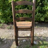 Set of 6 vintage straw farm chairs
