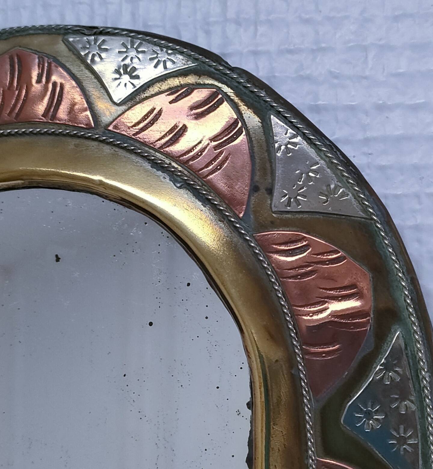 Three metal mirrors brass copper silver metal 80s