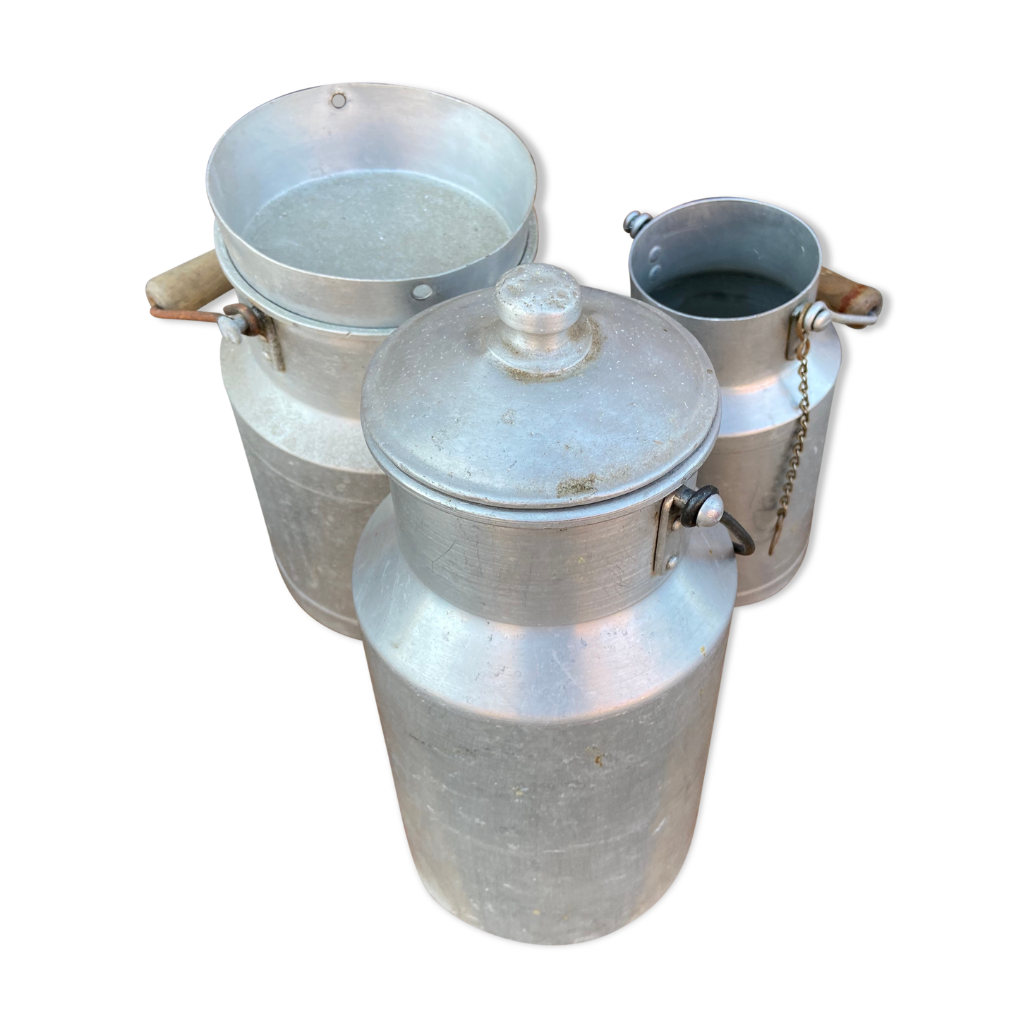 3 Vintage aluminium old milk pot 1950