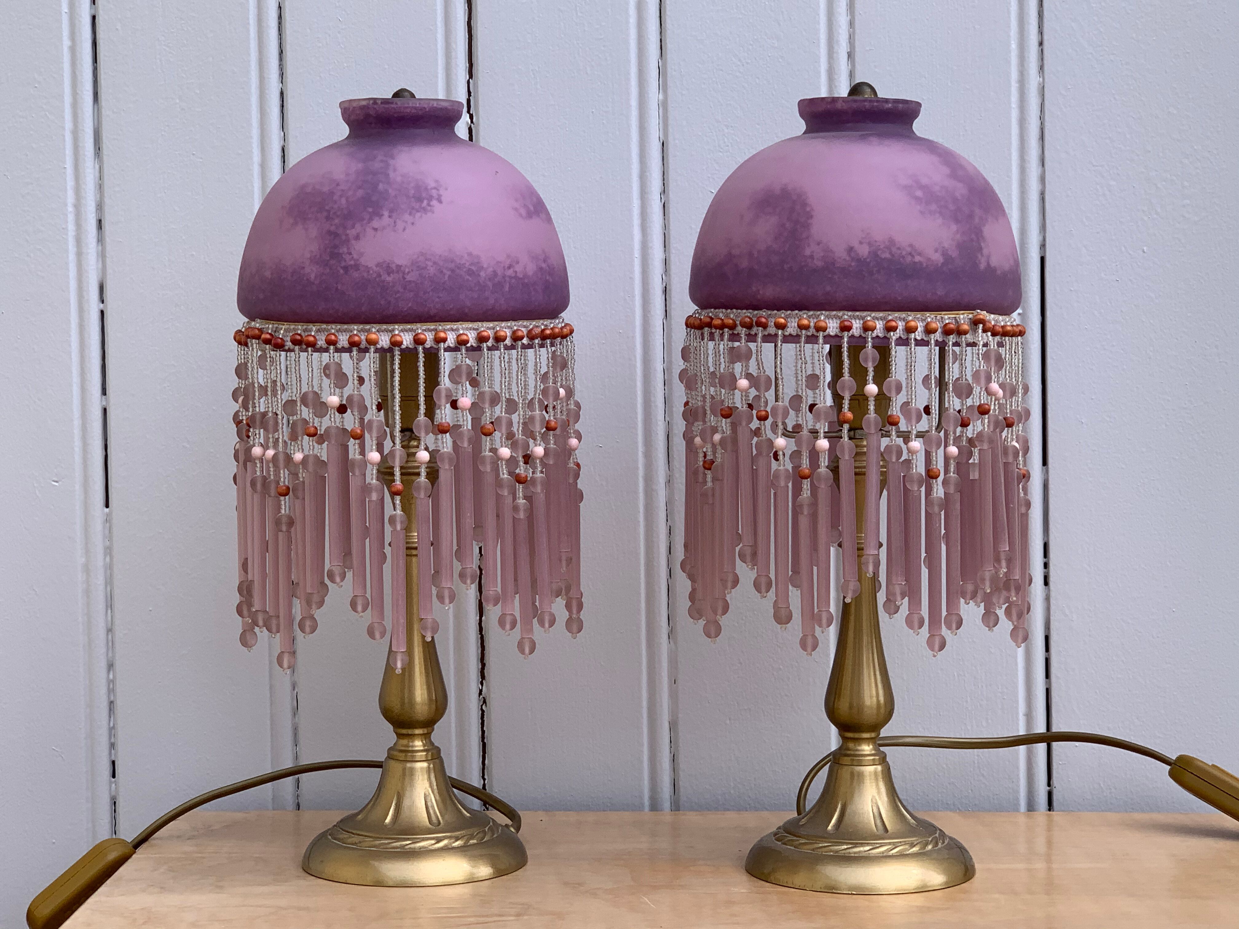 Pair of pampille bedside lamps