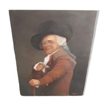 Tableau ancien portrait huile sur toile signée Gouet
