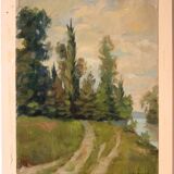 Painting path to the forest landscape