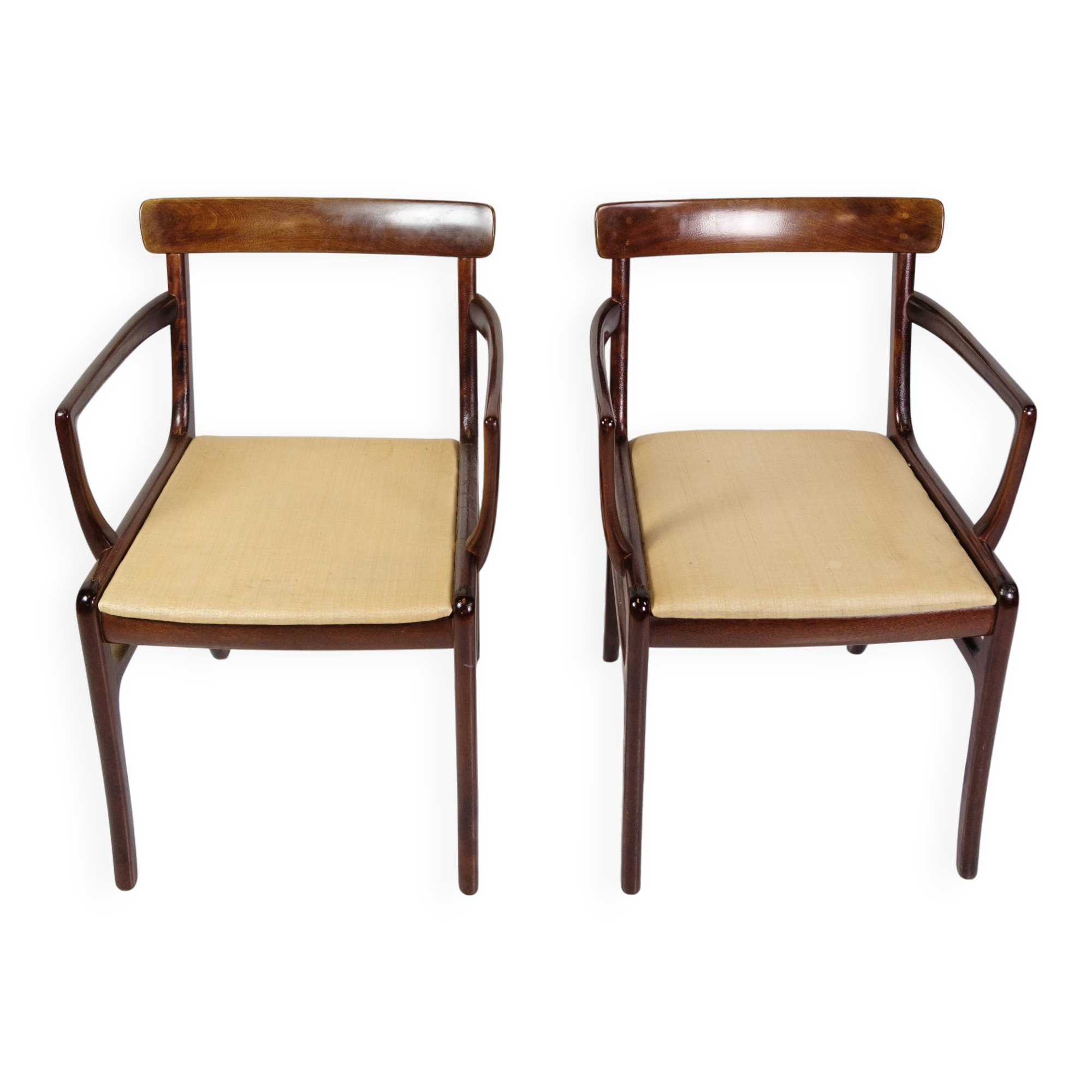 Set Of 2 Armchairs Model Runstedlund Made In Mahogany By Ole Wanscher From 1960s