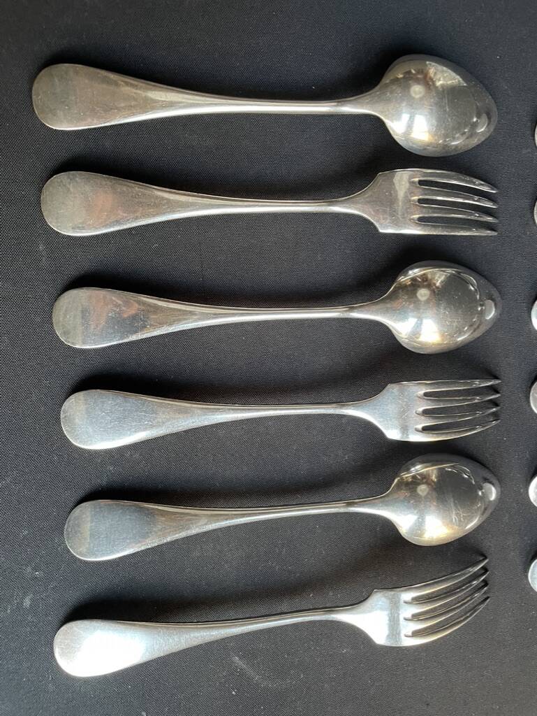 Box of 6 forks and 6 table spoons Christofle “Baguette” collection