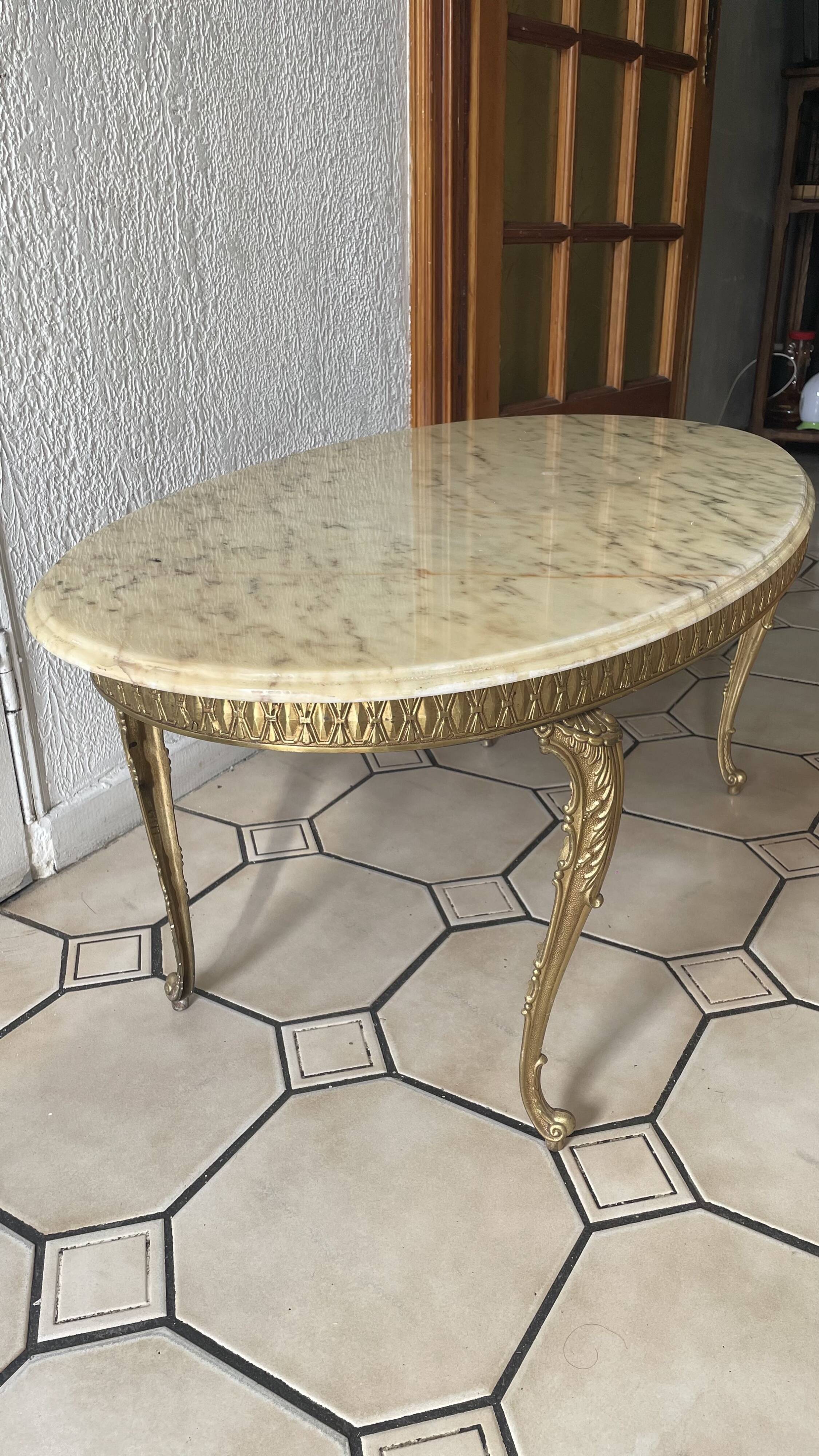 Marble and wrought iron coffee table