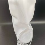 White tinted glass vase with crumpled effect