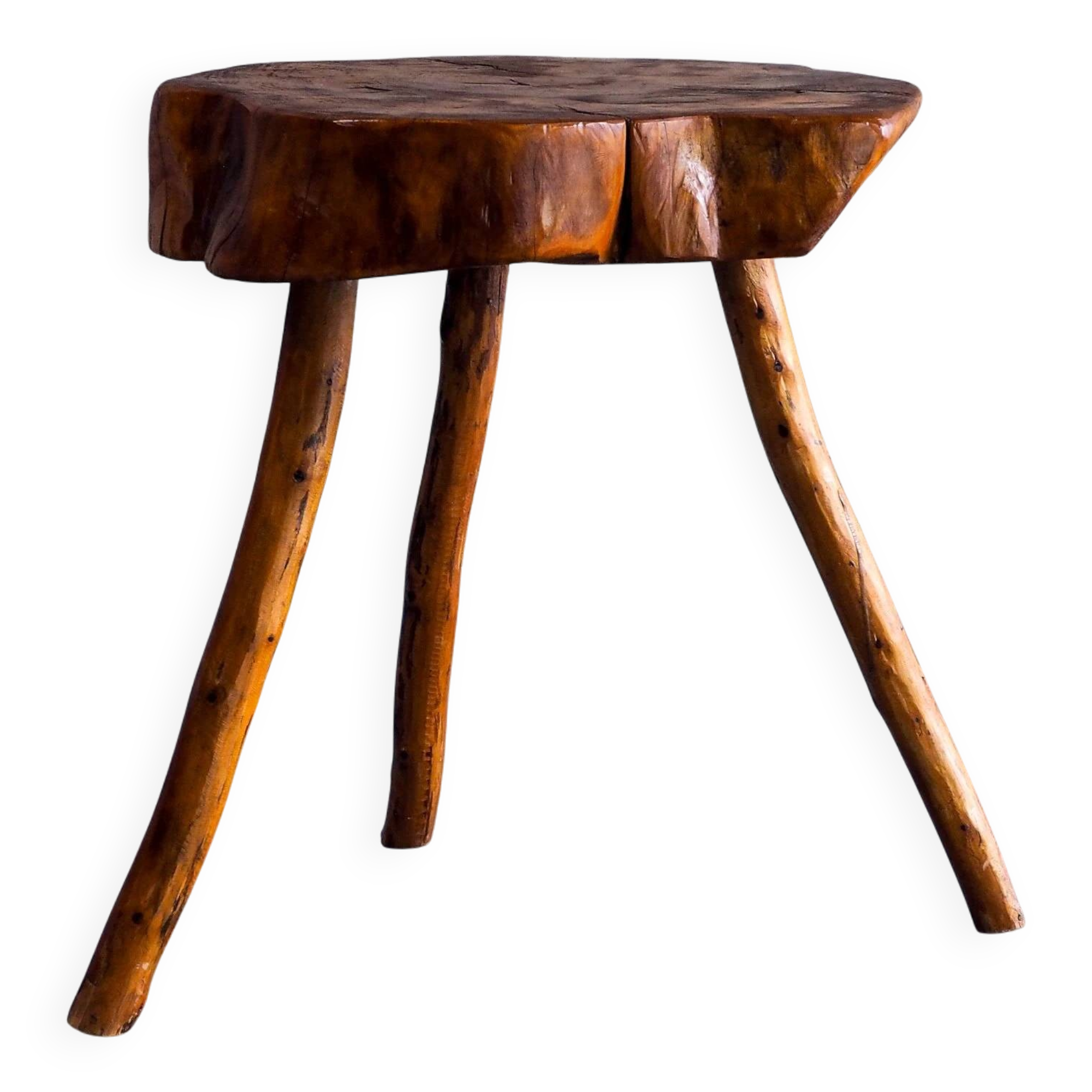 Table d'appoint en bois d'orme français vintage