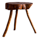 Table d'appoint en bois d'orme français vintage