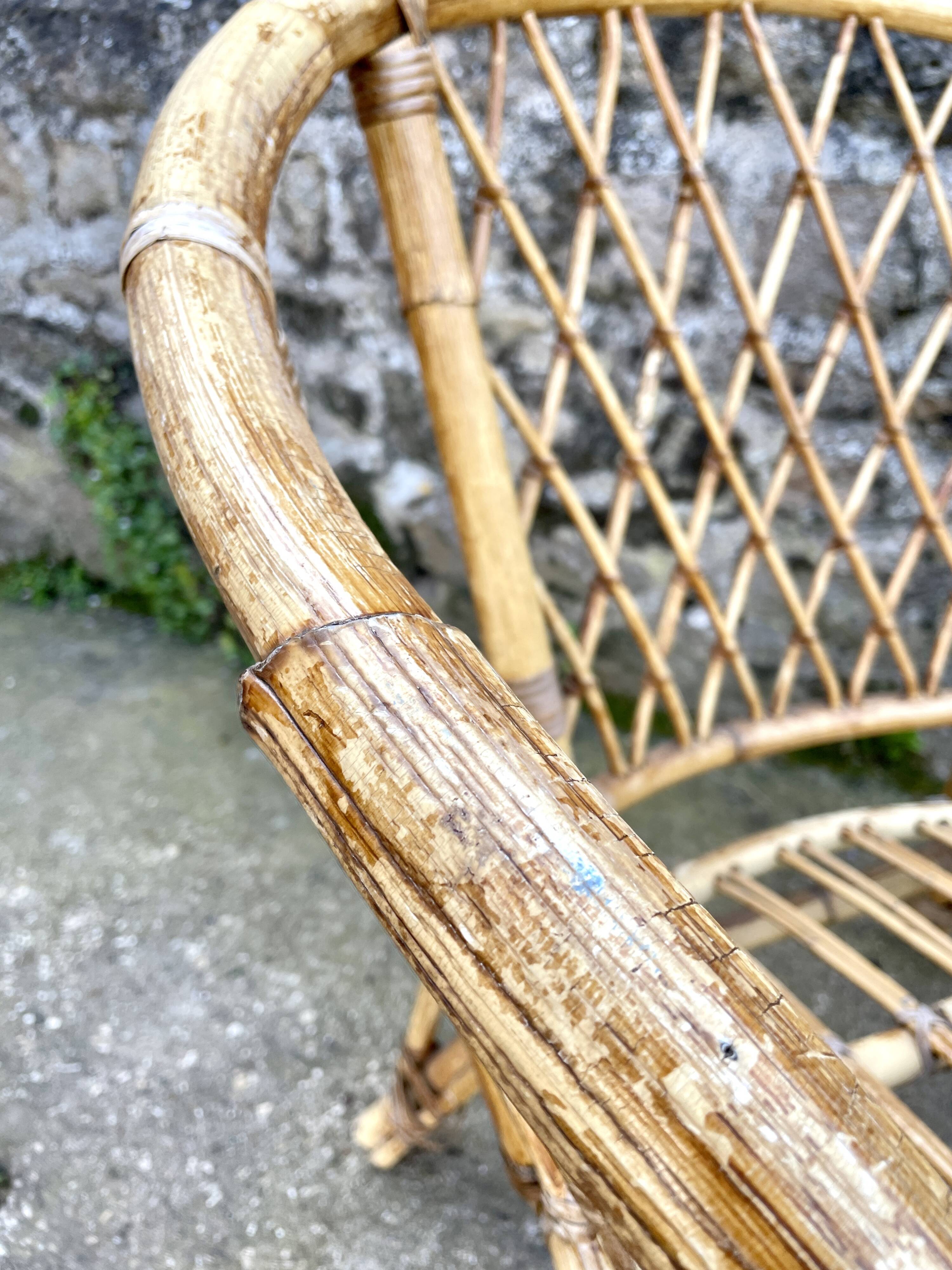 Woven rattan armchair, 1960