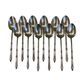 12 small silver-plated metal spoons, Russian-style handles, SAM Lux