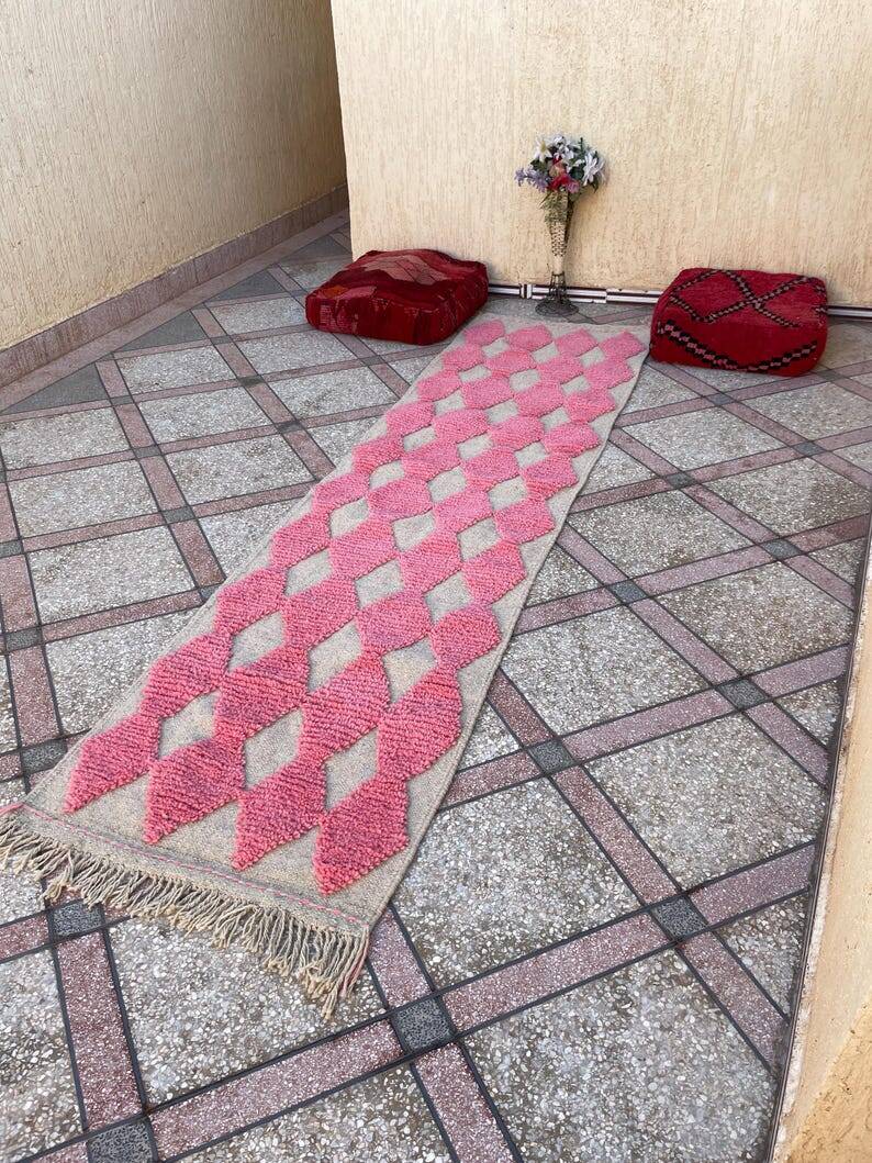 Handmade wool runner rug 400cm x 70cm