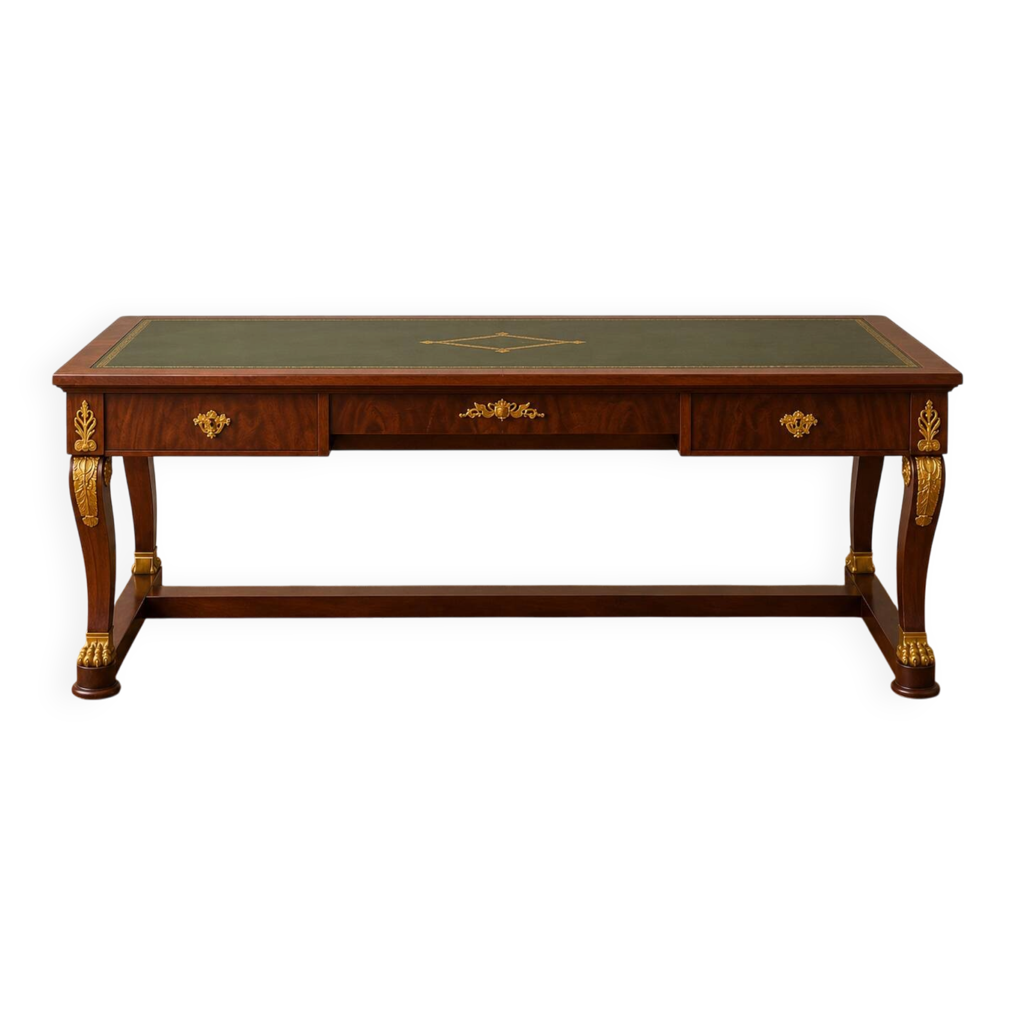 Empire-style centre desk in mahogany – with side pull-outs