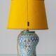 Mediterranean Table Lamp in Hand-Painted Spanish Ceramic, New Yellow Silk Shade