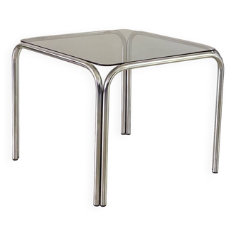 1970s coffee table glass and chrome steel