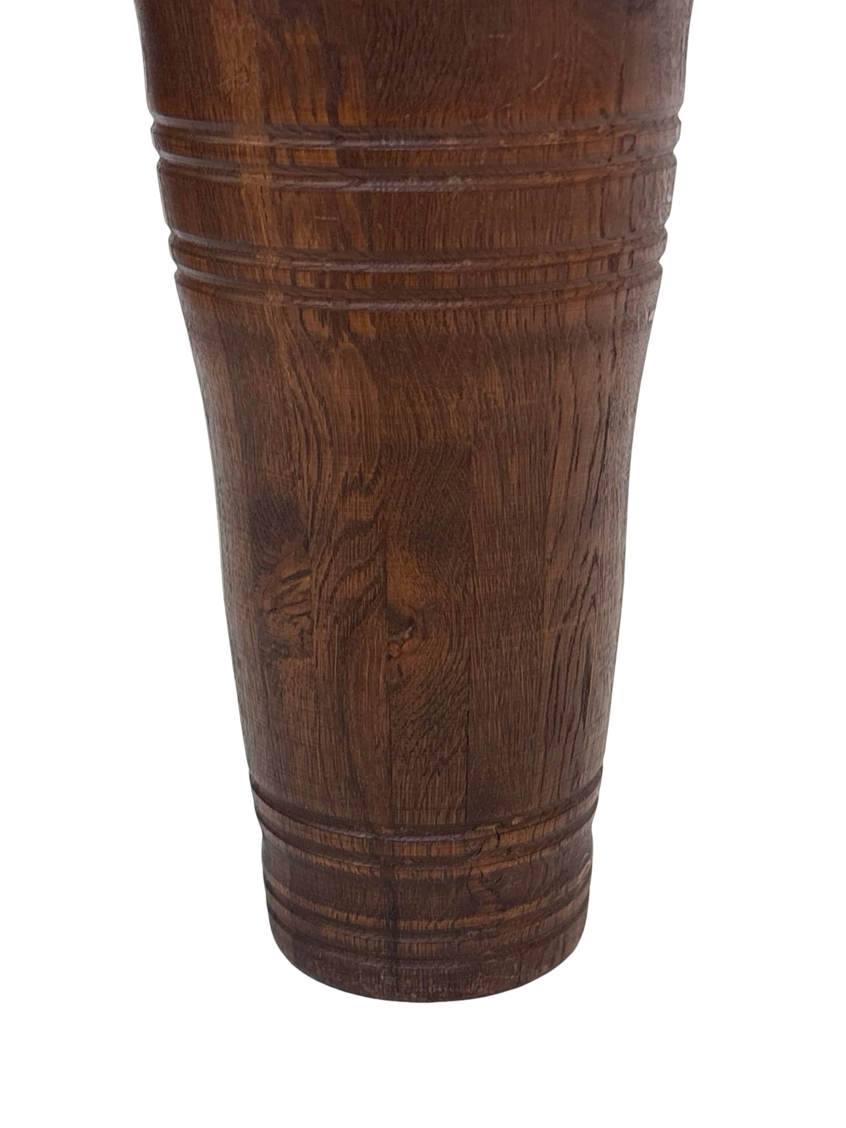 Vintage umbrella stand - holder oak basket storage design 60's minimalist