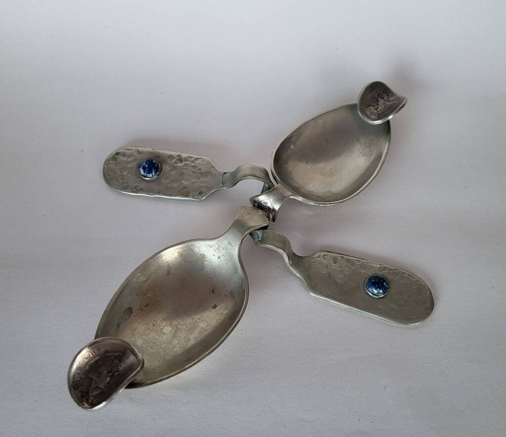 Unique Art & Crafts Ashtray Silver Plated Spoons