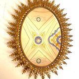 Vitnage golden sunburst oval wall mirror, Italy 1960s
