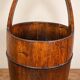 Old wooden well bucket with wrought iron bands – Late 19th century