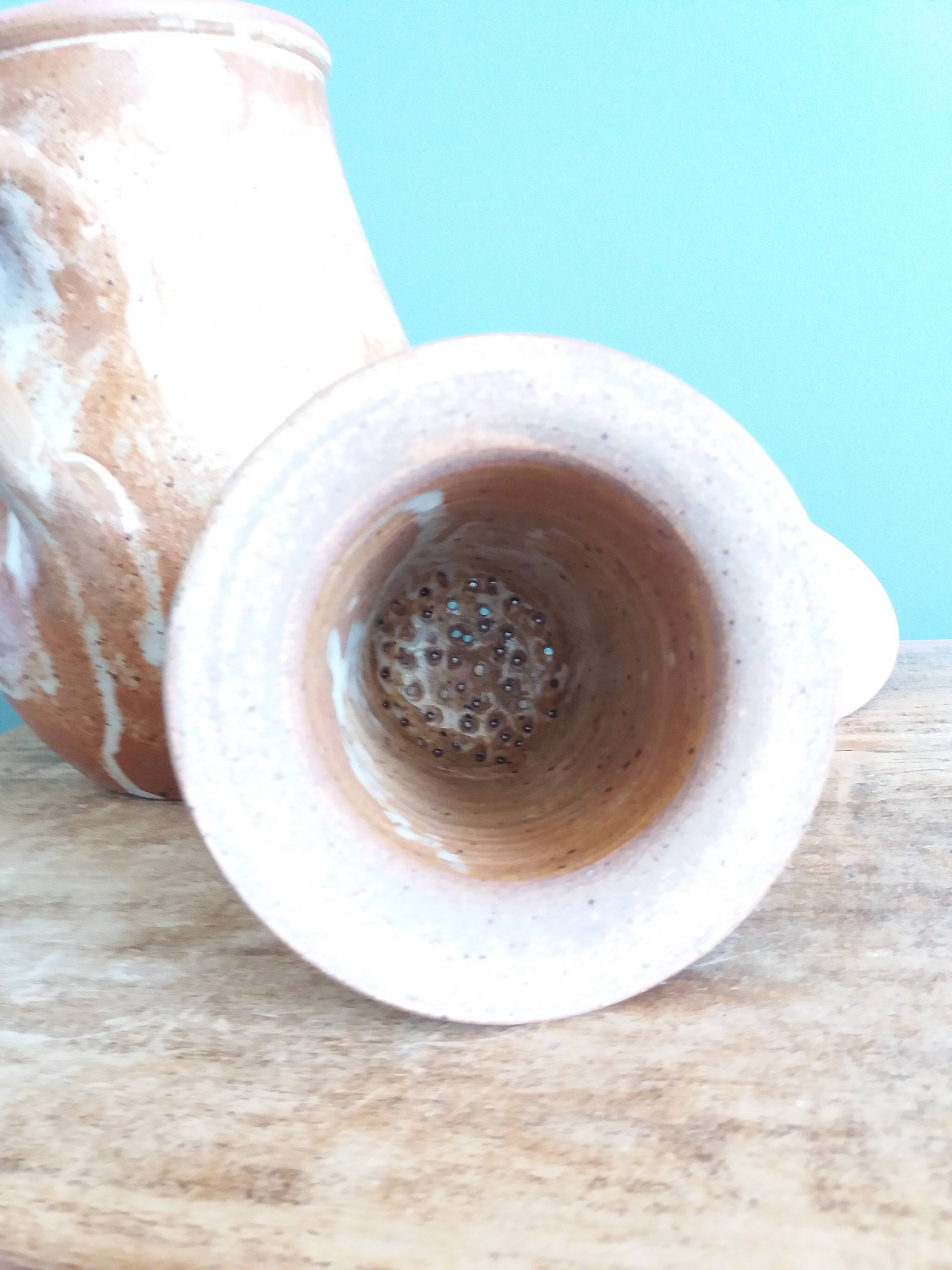 Puisaye stoneware filter teapot, Mallet pottery