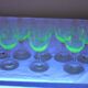 Set of 8 Val Saint Lambert Uranium Glass Aperitif Glasses