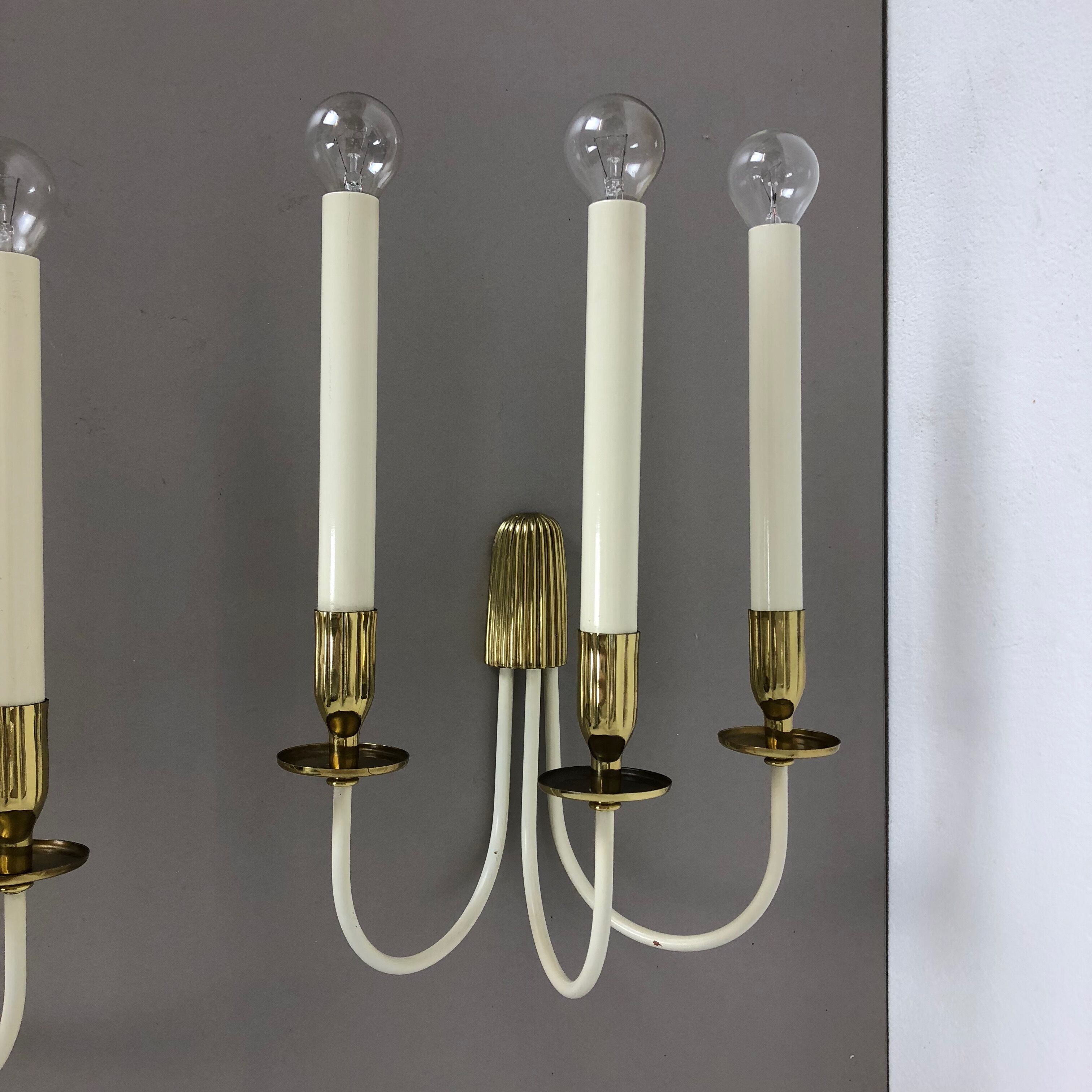 Set of 2 Original Brass Wall Lights Vereinigte Werkstätten München, Germany 1950