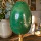 Vintage flower candlestick in brass and green stone