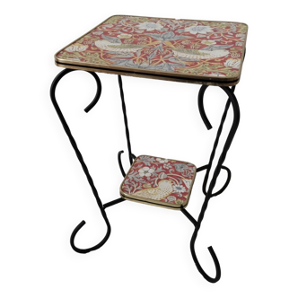 Vintage side table, revamped, 1950s, William Morris pattern