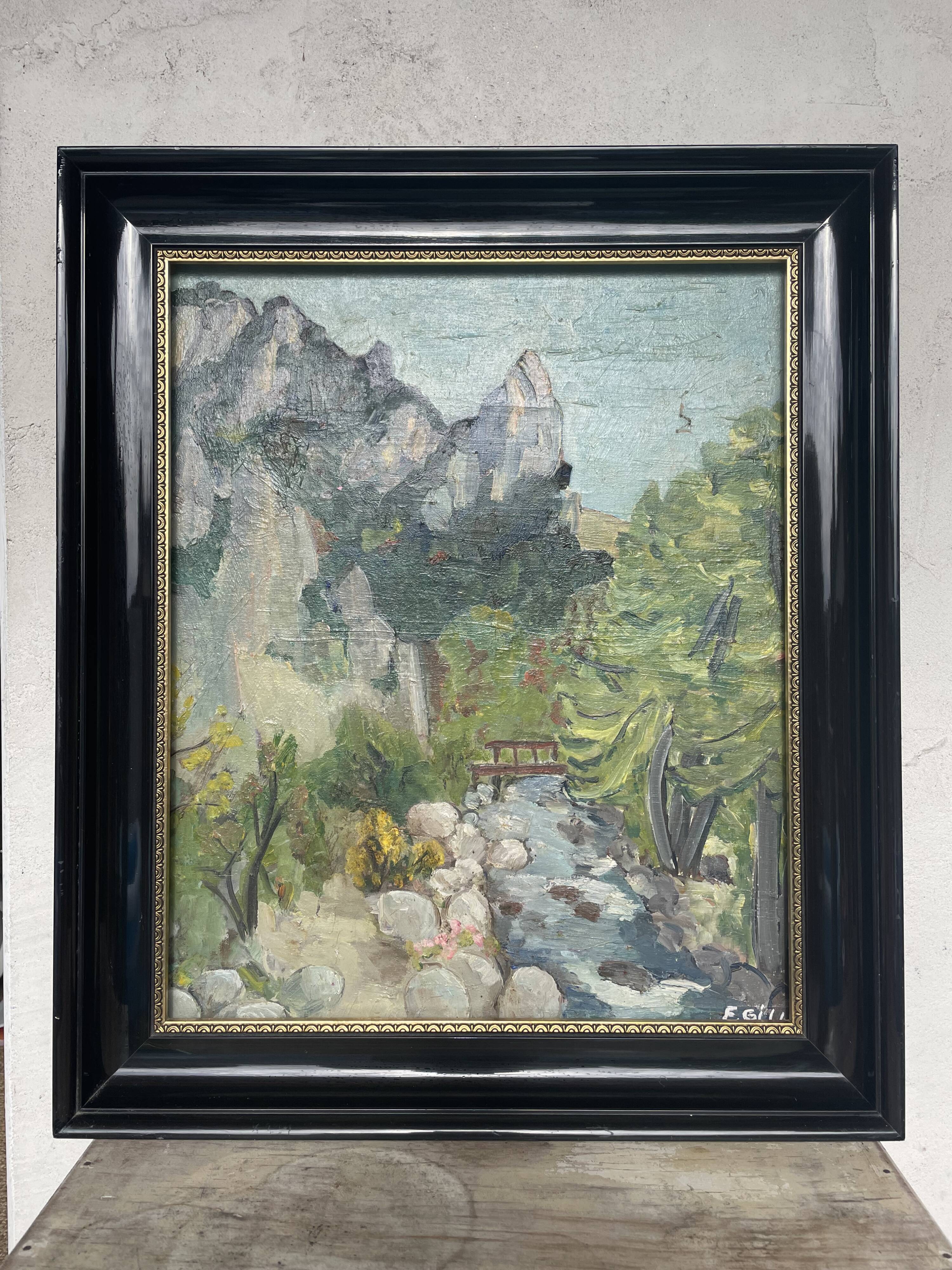 Paysage à l’huile post-impressionniste signé F. Gill