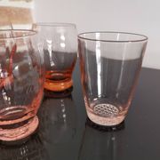 5 verres dépareillées rose vintage