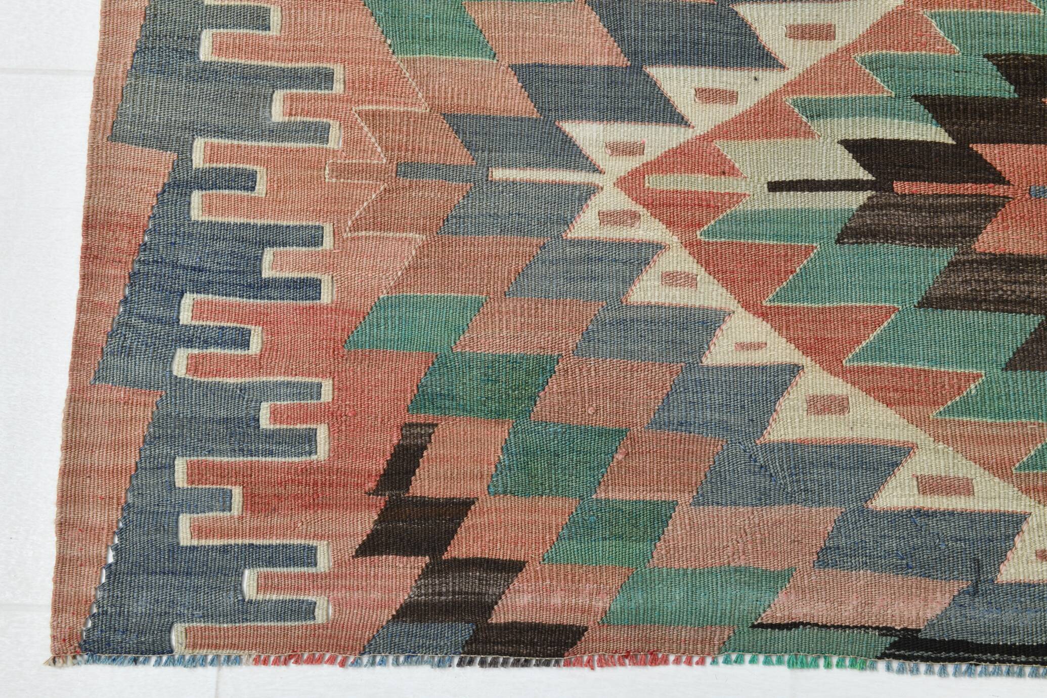 6x10 Decorative Rug, Soft Vintage Kilim Rug, Mint Green Area Kilim Rug,