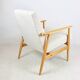 Armchair 'Lis', 1970s, white boucle, design by Henryk Lis - light wood