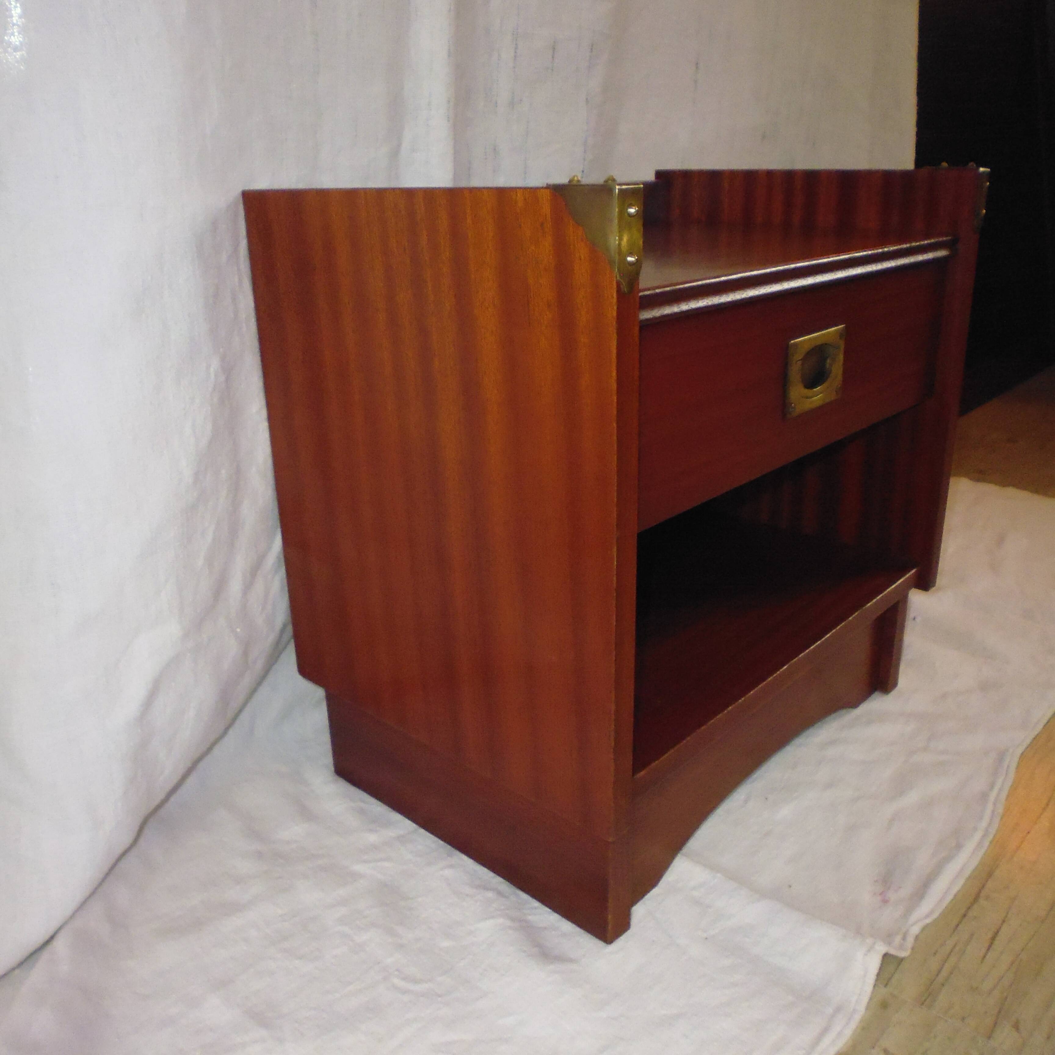 Brass bedside table and mahogany dressing 70s