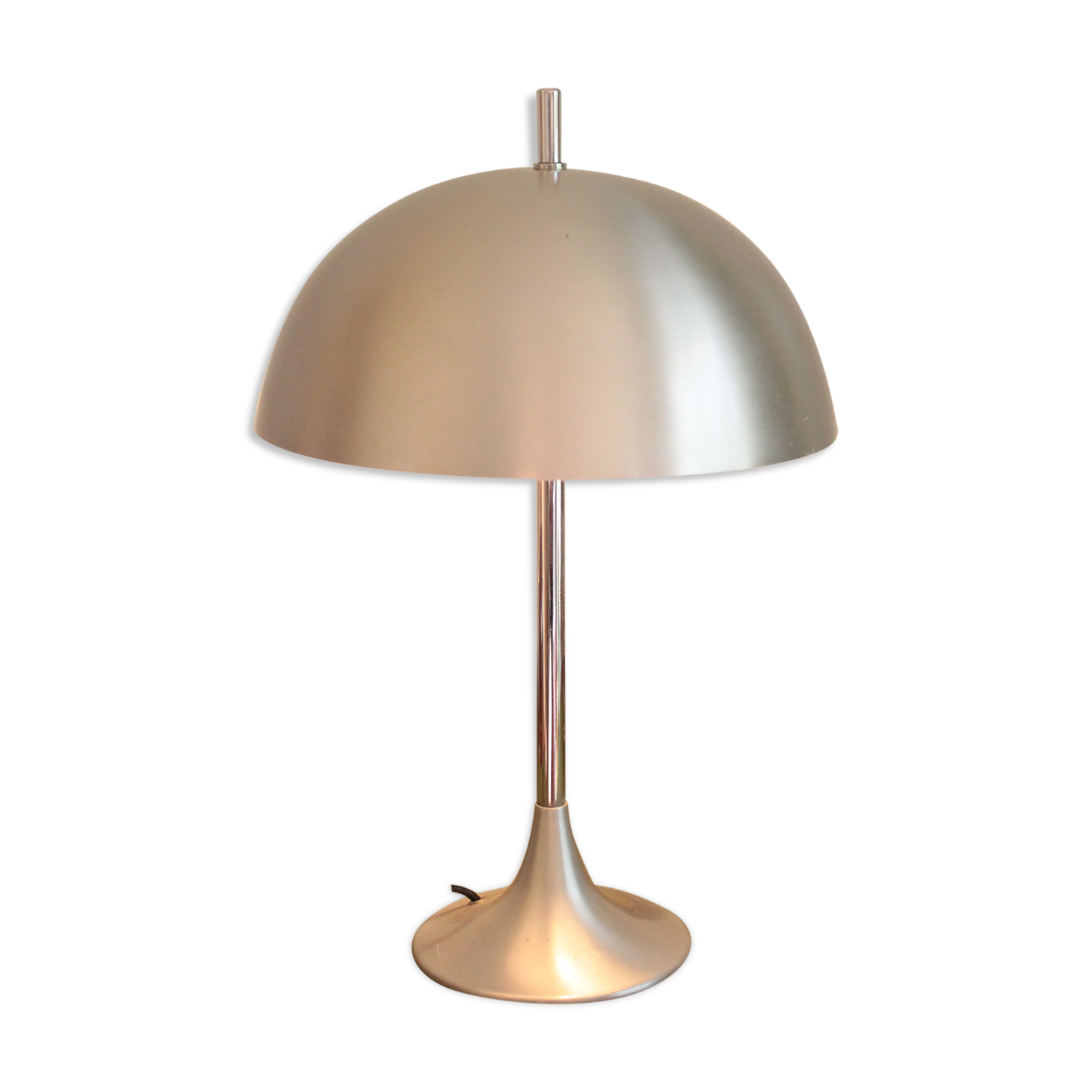 Rare little mushroom lamp brushed steel space age 1970