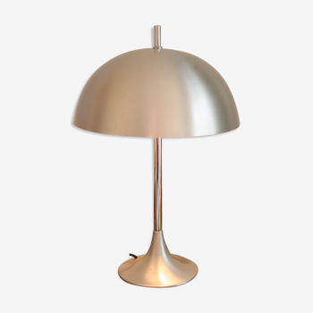 Rare little mushroom lamp brushed steel space age 1970