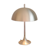 Rare little mushroom lamp brushed steel space age 1970