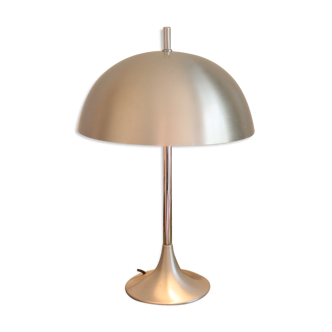 Rare little mushroom lamp brushed steel space age 1970