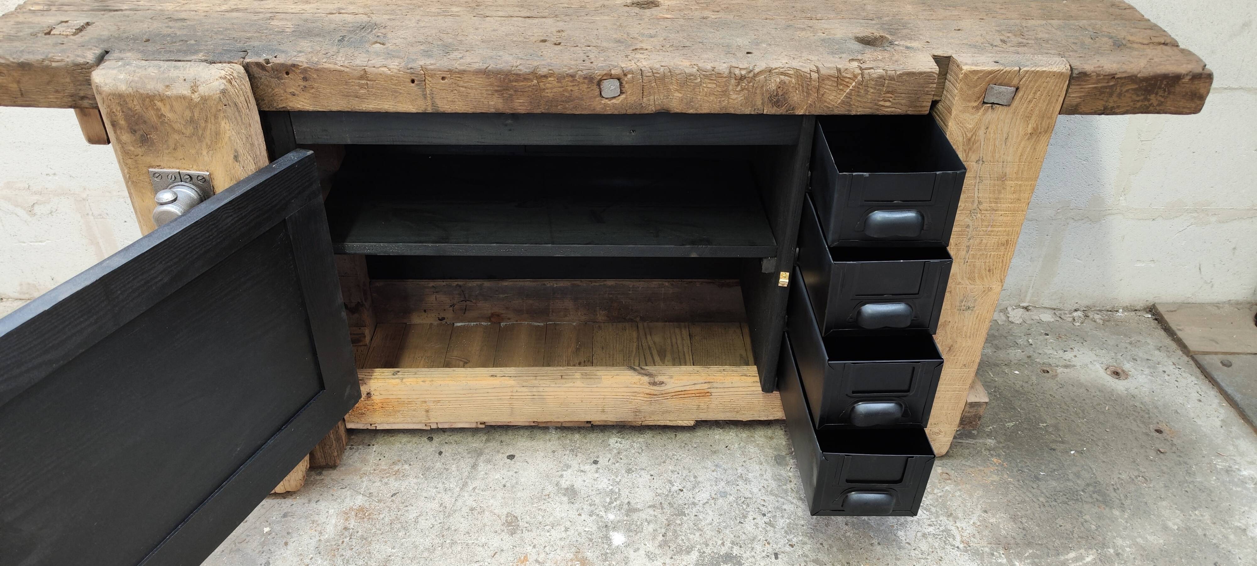 Lille workshop workbench, one door and four drawers