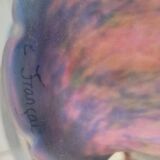 1940s Art Deco bronze and tulip lamp signed French glass