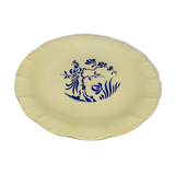 Plat porcelaine Sarreguemines 24 Paradis buisson oiseau bleu ancien vintage