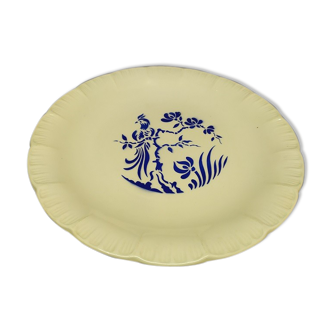 Plat porcelaine Sarreguemines 24 Paradis buisson oiseau bleu ancien vintage