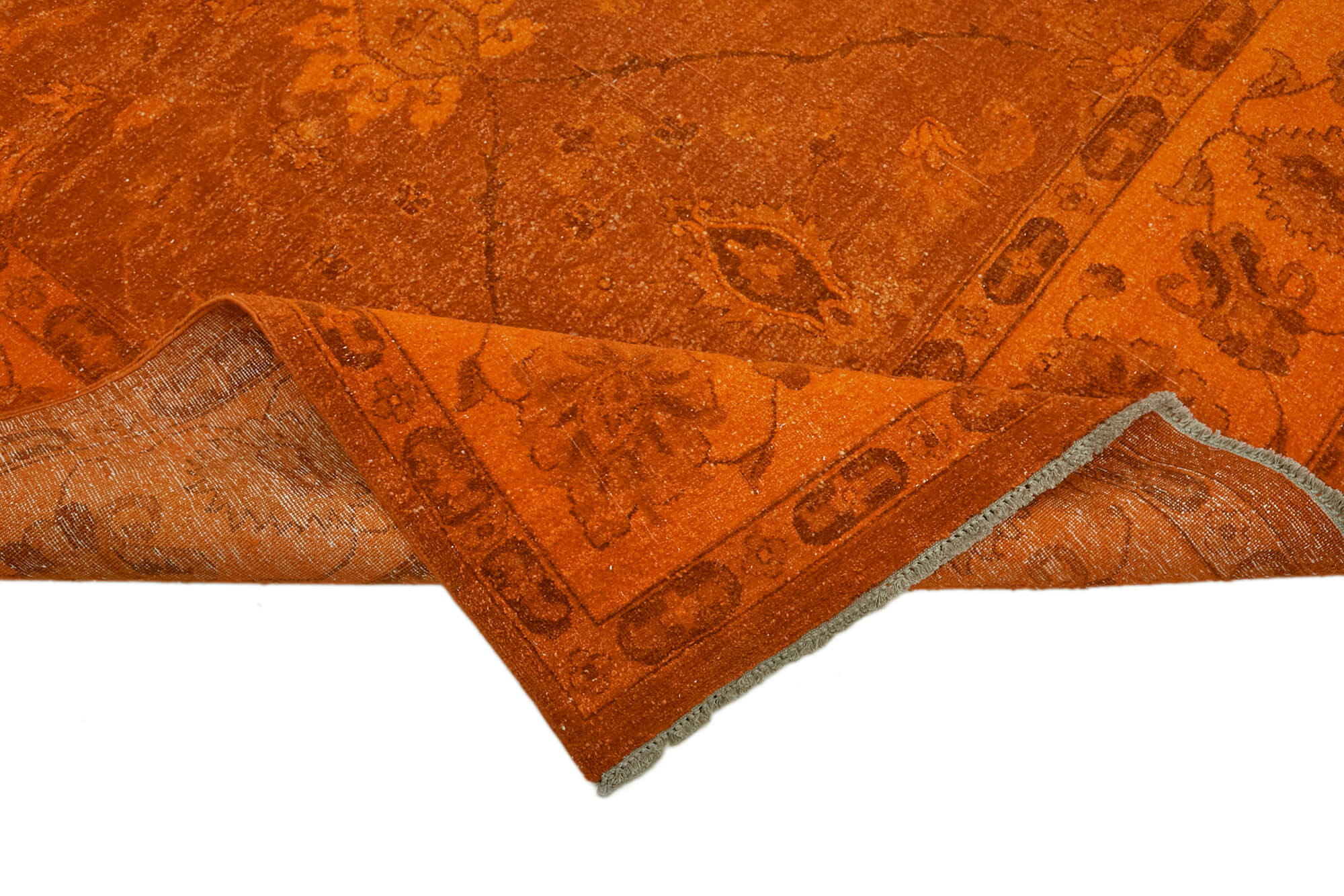Handmade Oriental Decorative 1980s 267 cm x 372 cm Orange Wool Carpet