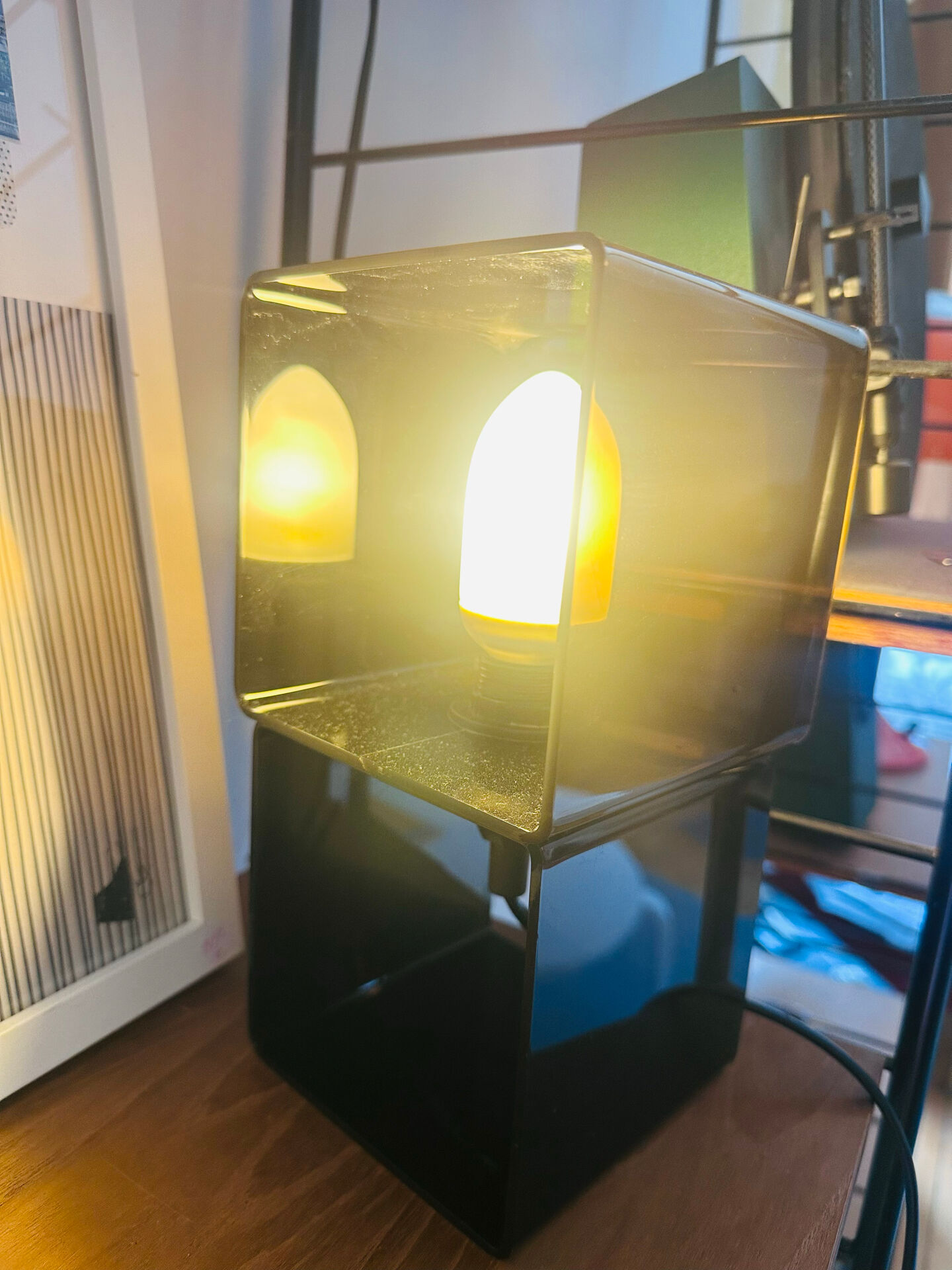 Vintage smoked plexiglass lamp