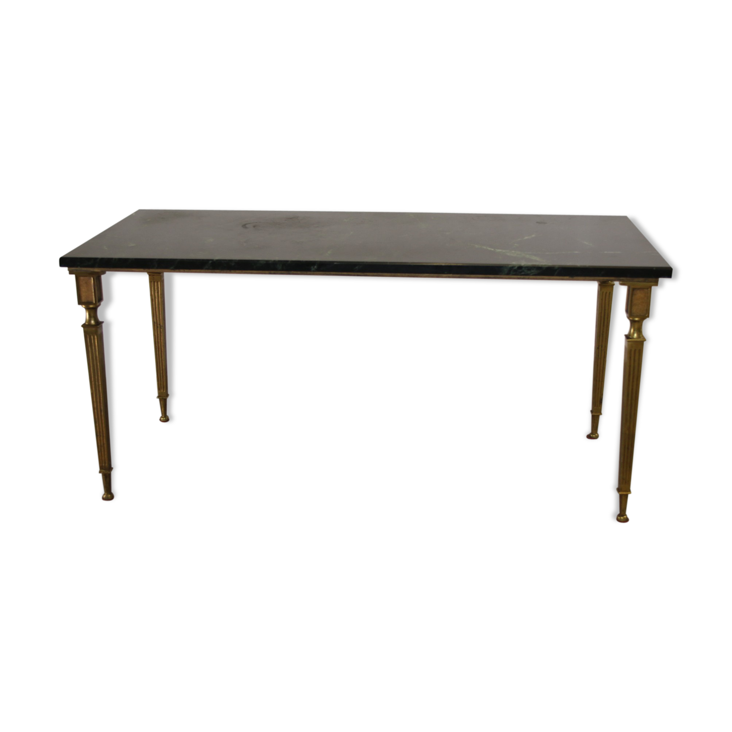 French coffee table with italian green leaf marble leaf