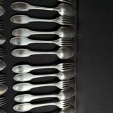 Box of 12 Alfenide table spoons and 12 table forks for Christofle