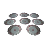 Lot of 8 large plates (Longchamp, Model Eglantines)