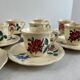 Set of 8 hand-painted coffee cups Sarreguemines Terre de fer