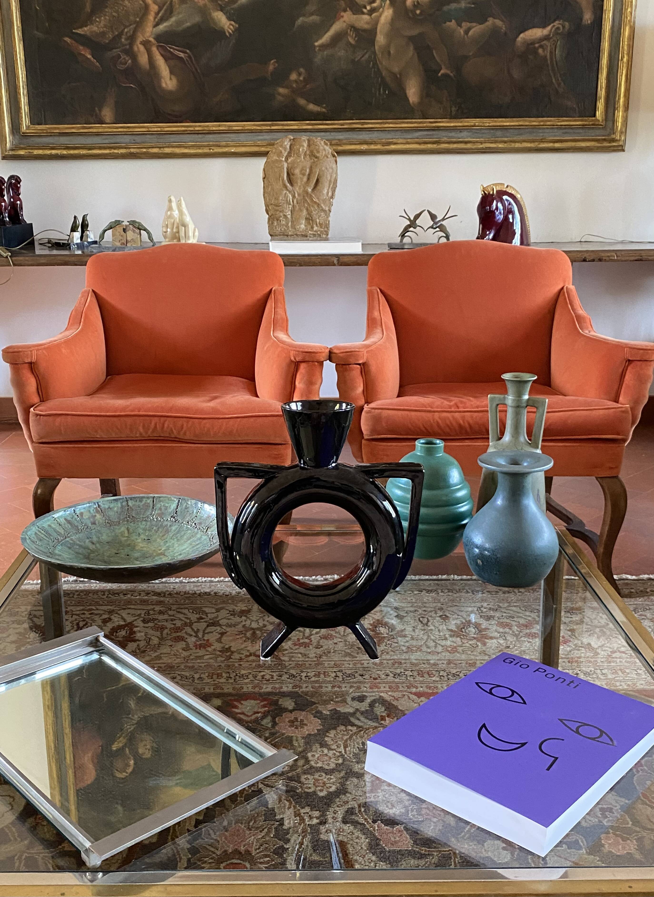 Organic modern black ceramic vase, Italy 1980s