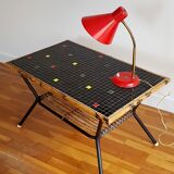 Lamp cocotte red gooseneck brass perforated stars